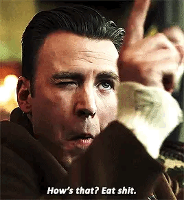 bucketbarnhouse:Steve, to Zola after capturing Bucky and experimenting on him:Steve, to tony when he wanted bucky to be brought in for a crime he didn’t commit:Steve, to T’challa when he tackled Bucky in the middle of a street:Steve, to the entirety