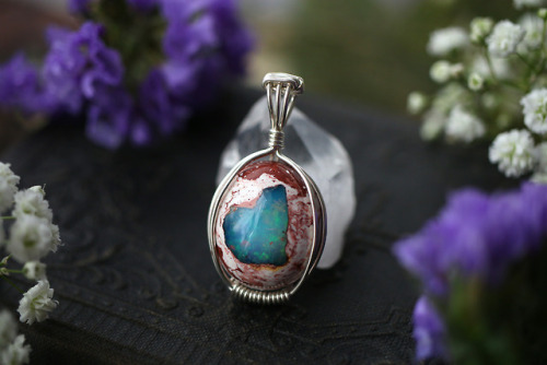 Look at this gorgeous galaxy opal from @bekkathyst !I made it into a pendant with 925 sterling silve