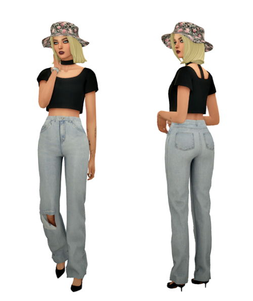 TS4 Denim Lookbook Skin 1, 2 / Hair / Eyebrows / Eyes / NosemaskClothing - Top Sasha Top @sifix Pa