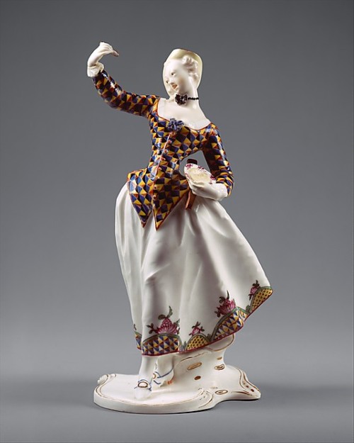 yeshistoryofart: HarlequinaFranz Anton Bustellica. 1763Hard-paste porcelainMet Museum &ldquo;Come 