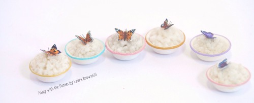 Butterfly&rsquo;s on little bowls of sugar cubes Away with the Fairies by Laura Brownhillht