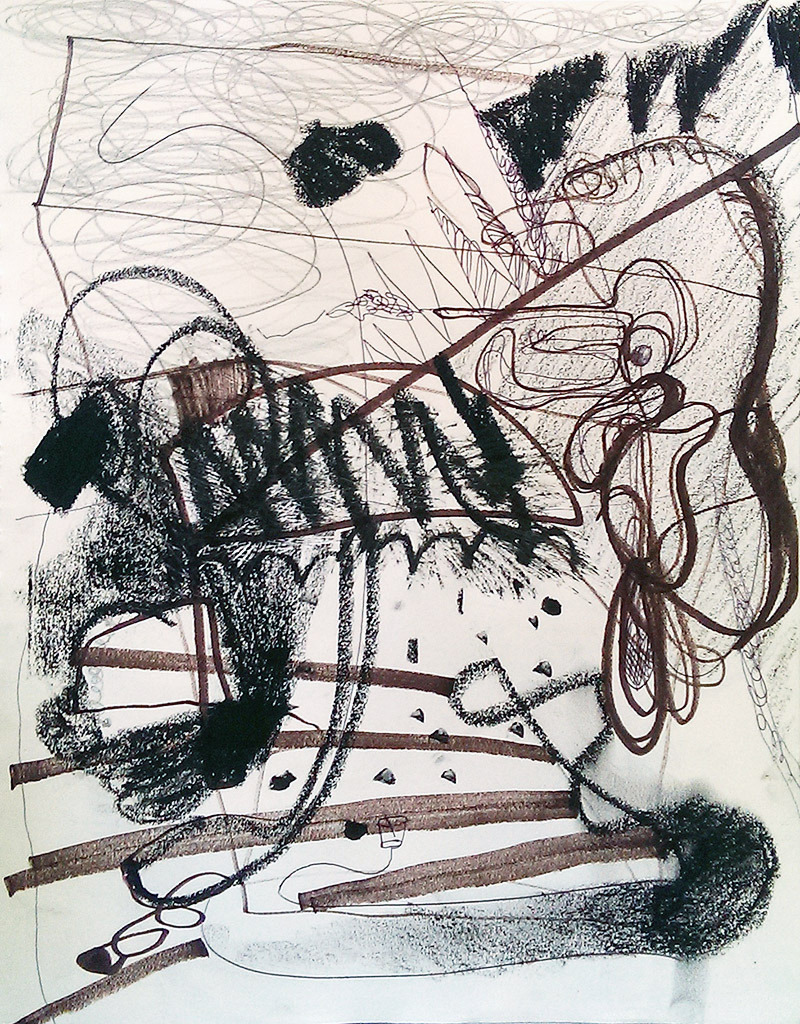 Collaborative Drawing 27
Litho crayon, pen, graphite, marker on paper
9"x12" 2014