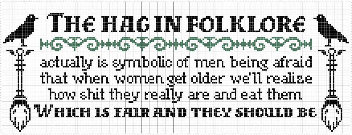 magicianmew:  shitpostsampler:  glorianas: the hag in folklore actually is symbolic of men being afraid that when women get older we’ll realize how shit they really are and eat them which is fair and they should be  I’M DOIN’ IT. 