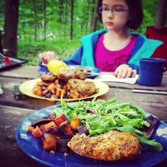 Second night dinner while camping. Grilled chicken breast with sweet potato & bacon.
#camping #foodporn #healthyeating #paleo #ontarioparks (at Sharbot Lake Provincial Park)