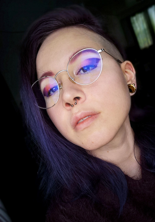 I felt gay and put on purple makeup, please feel free to enjoy my nostrils (and the three days new s