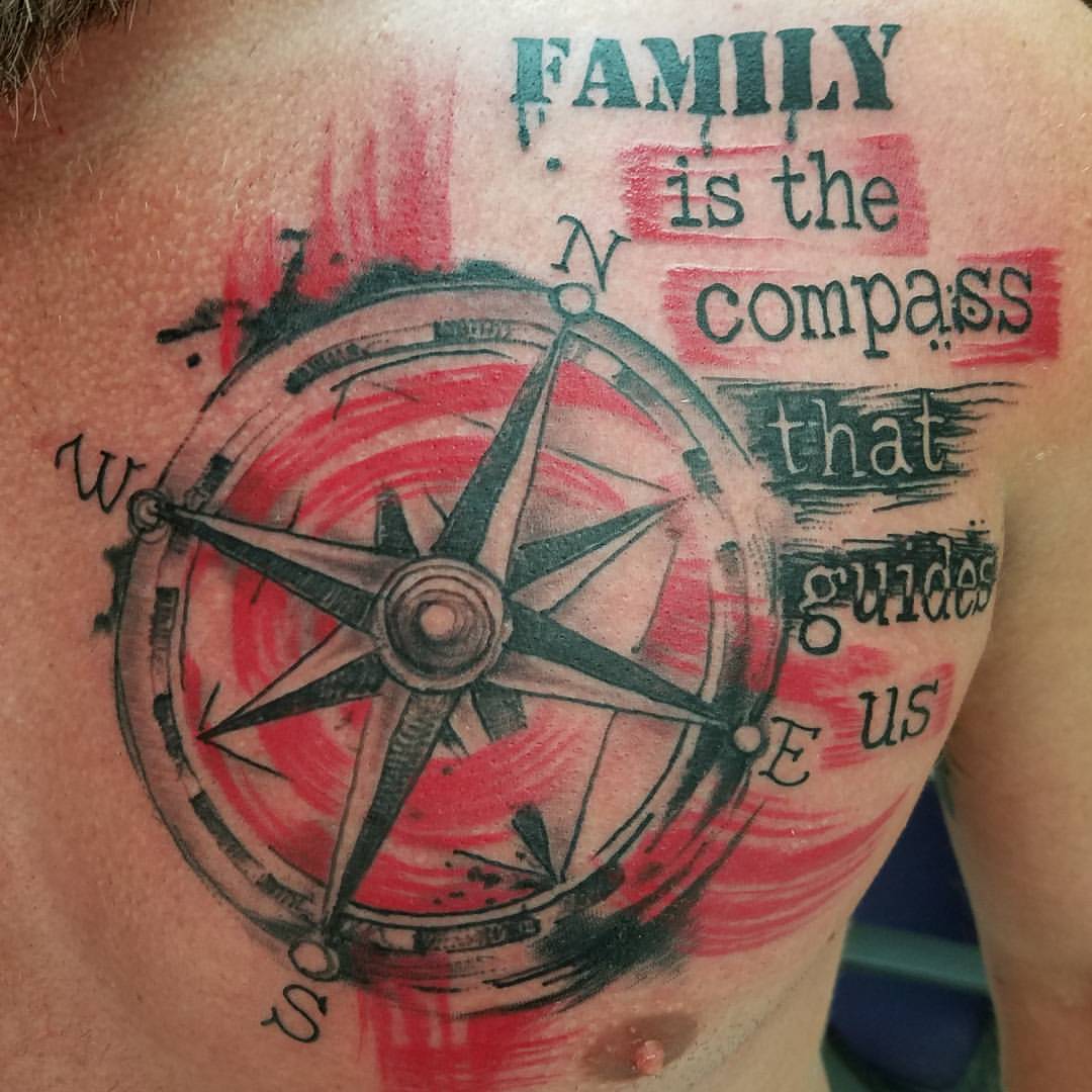 Tattoo uploaded by Devin  Black amd grey compass on my chest  Tattoodo