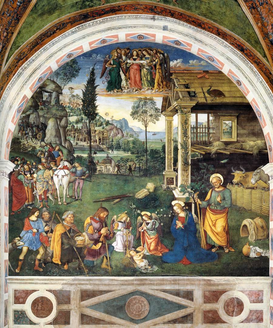 artmastered:  Pinturicchio, Christ Among the Doctors, The Adoration of the Shepherds