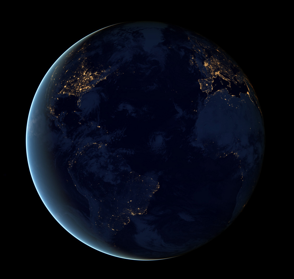 astronomyblog: NASA images show the Earth seen at night, assembled from data acquired