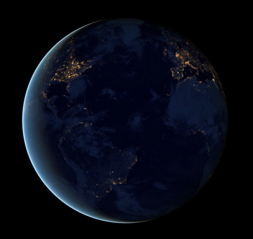 NASA images show the Earth seen at night, assembled from data acquired by the Suomi National Polar-O