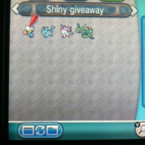 Wooo I reached 100 followers! As promised I am doing a shiny pokemon give away!The prizes are: (1st)