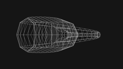 Rotation of a KLEIN BOTTLE (wire-frame, orthographic projection, FULL-RES)
