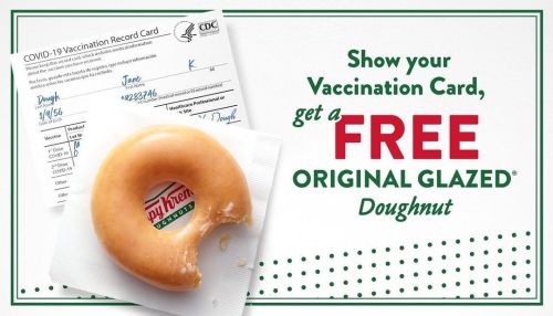 Starting today, guests who show a valid COVID-19 vaccination card at any @krispykreme shop in the U.