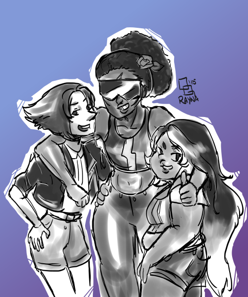 queerstalgems:  all three of my human gem drawings + some extras i did today. rock on pearl: mixed race filipinx amethyst: afro-latinx garnet: british afro-caribbean 