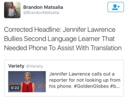 humancredentials:  Much better.   I didn’t know there was so much tea with Jennifer Lawrence omggg