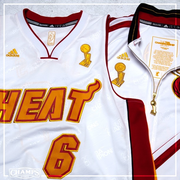 champssports:  Miami Heat’s Championship jackets and jerseys for tonight’s ceremony!