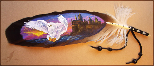 More feather paintings for me  (: Acrylics and tempera paints on eagle and raven feathers. &nbs