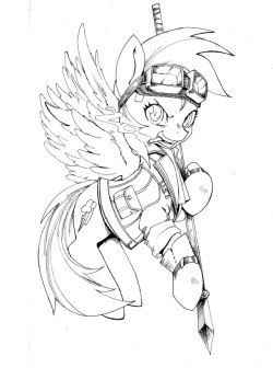 alts-art:  INKTOBER DAY 29Dash Highwind Rainbow Dash playing as Cid Highwind as only she could. Best flyer, now also best pilot! I’m really happy with how her face turned out. 