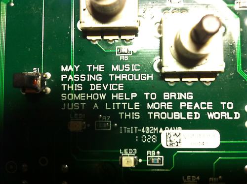 electronicsnow:Found on the circuit board of a guitar pedal