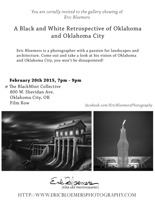 Everyone is invited to my first gallery opening. Its a solo show, and it will be a black and white r