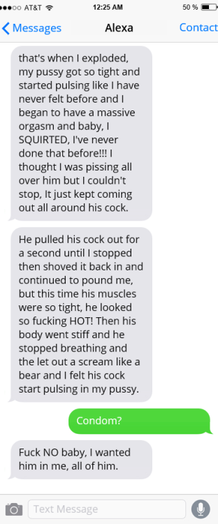 hotwifetextpic2hubby: hotwifetext: 2/2  My friend sent me this after she fucked her coworked.  She t