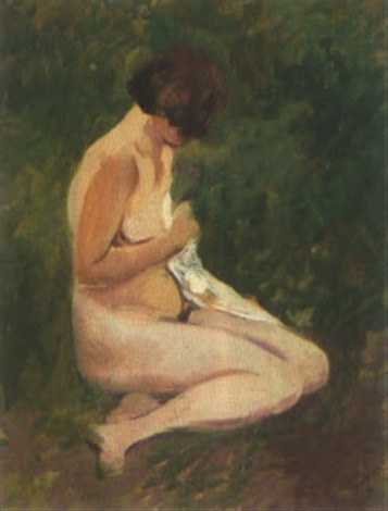 Nudo femminile in giardinoLa modellaCarlo Passigli (Italian, 1881–1953)