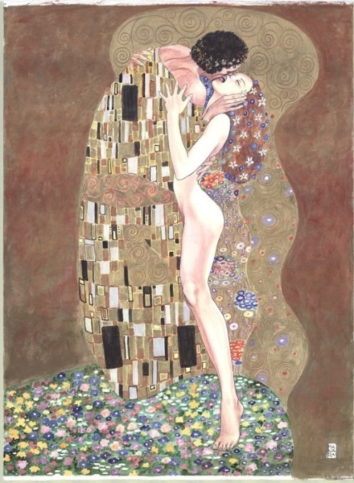 manara-fan-page: Tribute to Klimt’s The Kiss