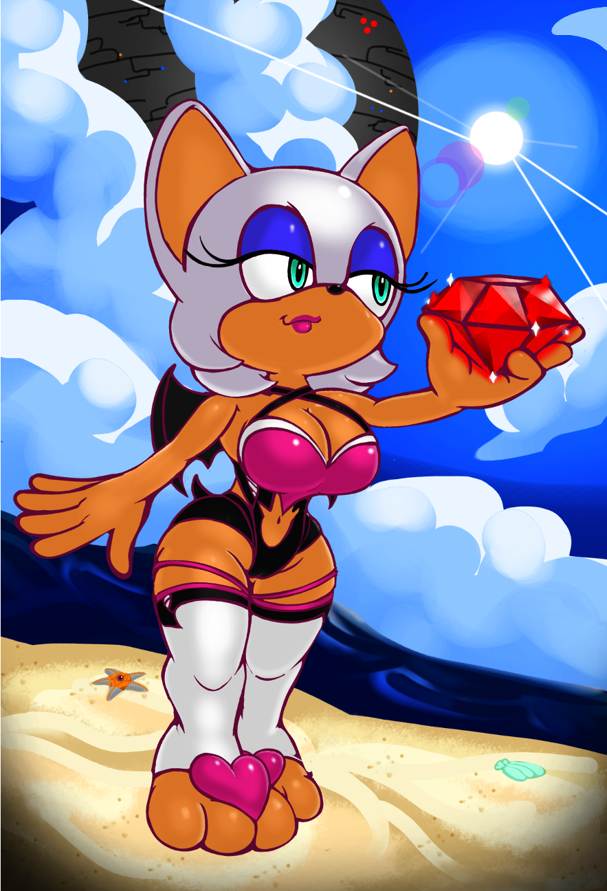 jump-toon: Rouge and the Red Chaos Emerald Here is a picture of Rouge the Bat, having