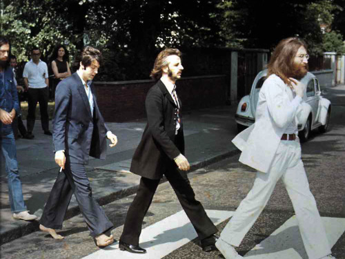 The Beatles; during the Abbey Road photo shoot, August 8, 1969.