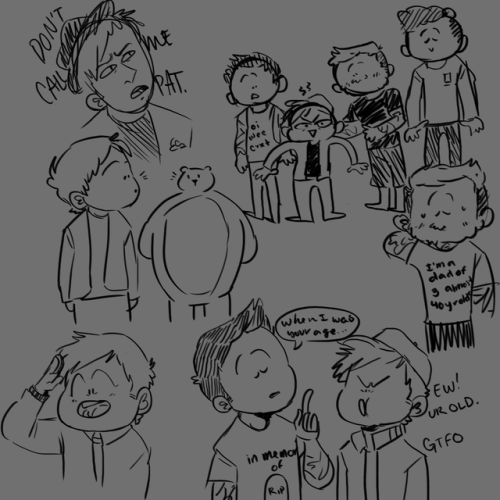 butteryyoungtraveler: doodles!I’m not sure why i make patrick out to be an angry gremlin of a man, b