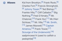 why-i-love-comics:  alexandrareadsthings:honestly is there anyone better than frank castle and his official alias list 