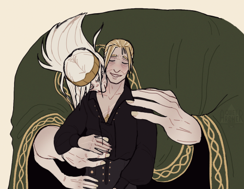 quietarcher:Some quick coloured doodles of my Tarnished OC Elwyn, who simps hard for his hubby(this 