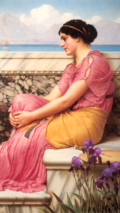 John William Godward (1861 - 1922)A Fair ReflectionIdlenessUnder the Blossom that Hangs on the Bough