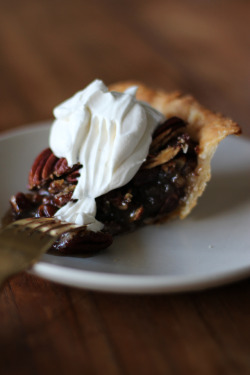 sweetoothgirl:Chocolate Pecan Pie with Bourbon Maple Whip Cream