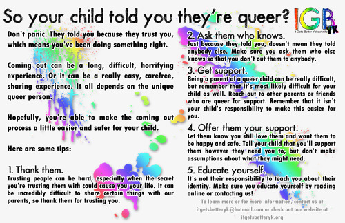 Here’s some information on how to help support your friends or children who’ve come out 