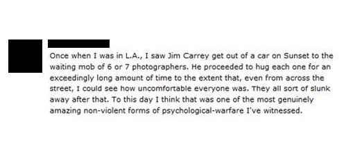 tastefullyoffensive:  Jim Carrey vs. Paparazzi [via]  Jim Carrey = amazing