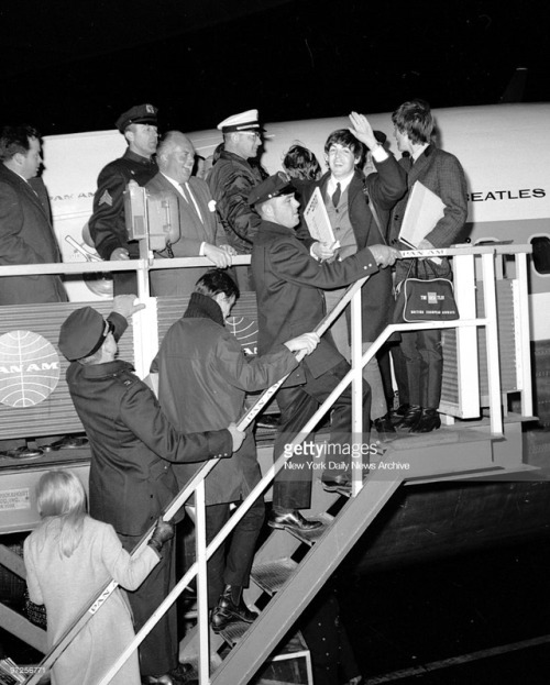 the-cosmic-empire: The Beatles leaving the US for London from Kennedy Airport on the 21st February 1