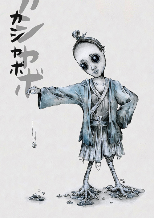 The yōkaiencyclopedia; KashaboMedium: ink pens and watercolor. In the Kyushu region the kappa is cal