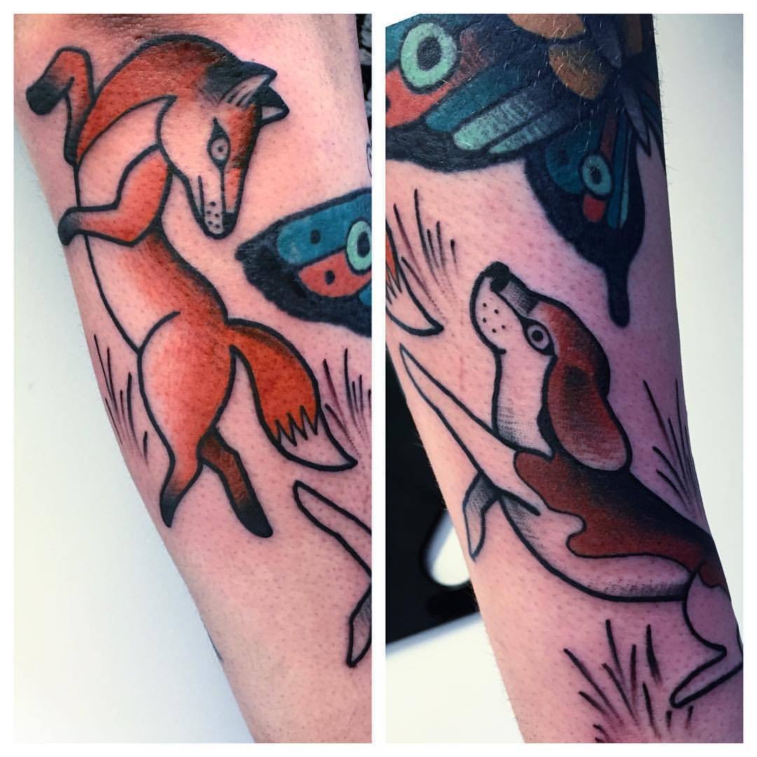 Fox and hound by leannefate northofwinter Disney and realism mash  r tattoo