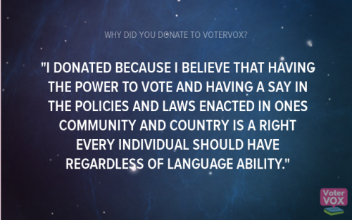 Some of our amazing donors told us why they support civic tech and language access! VoterVOX is an a