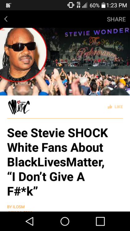 dukedimone: wonderstevies:  dukedimone:  wonderstevies:  dukedimone:  Stevie Wonder shocked the hell out of his fans during his recent performance at London’s ‘British Summer Time Festival,’ where the audience was 65,000 strong.  Stevie’s never