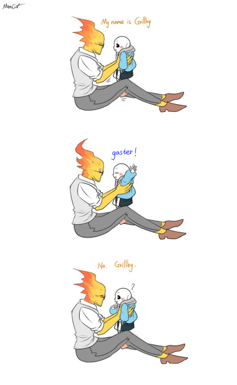 mooncatyao:  [name] Grillby & little Sans <First part>  (Previous)/(NEXT)