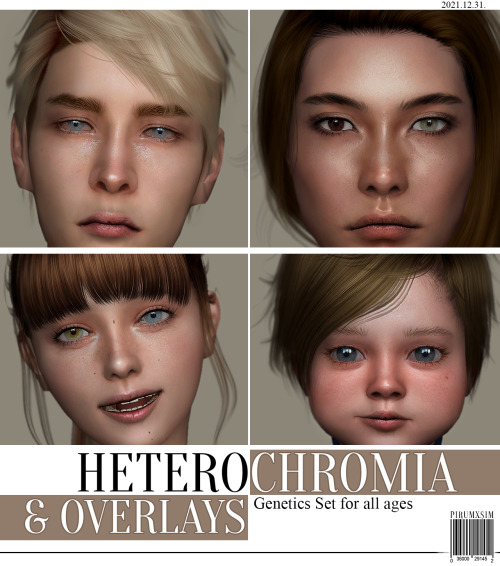 Eyes 01 Heterochromia version &amp; Overlay setHeterochromia- Found in Skin Detail/Face scars(Ge