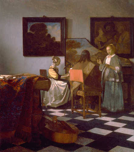 artist-johannes-vermeer:  The Concert, 1664, Johannes VermeerMedium: oil,canvas