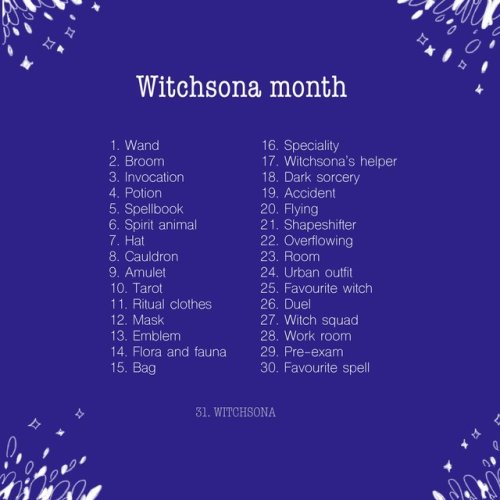 This is my prompt list for January! Feel free to use it, and we will have month full of witches!