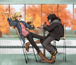 mintandvanilla:its the beginning of fall and they’re eating snacks from 7-11 and gossiping about how much they love their coworkers &lt;3