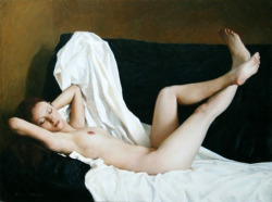 artbeautypaintings:  Nude on a sofa - Benjamin Wu 