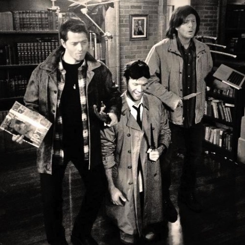 holysuddenappearancesmisha: Misha, Jared and Jensen as Dean, Castiel and Sam