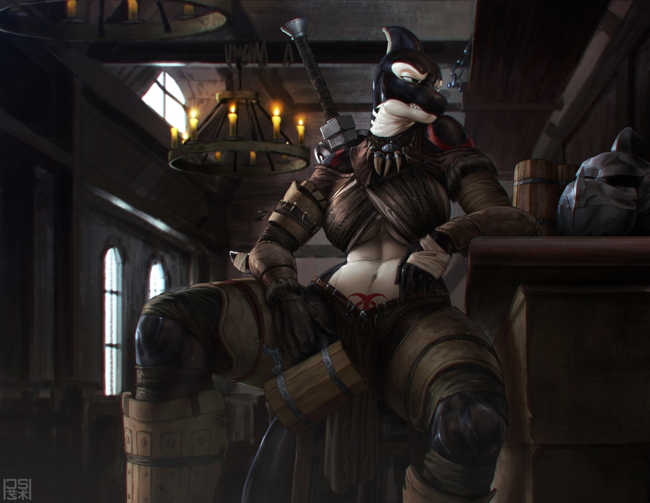 jacksavageart:  Mina in the tavern  commission for http://www.furaffinity.net/user/xxxll3/