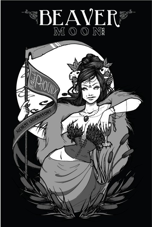 Artwork by Keri Newton for Black Phoenix Alchemy Lab’s new Lunacy tee “Beaver Moon&rdquo