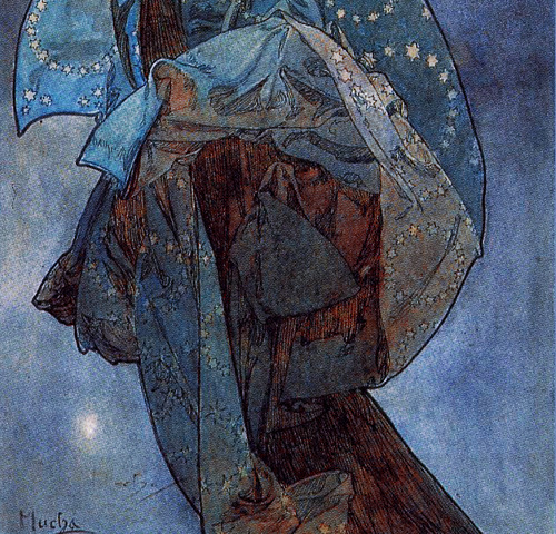 The Moon from Alphonse Mucha’s The Moon and the Stars series, 1902.